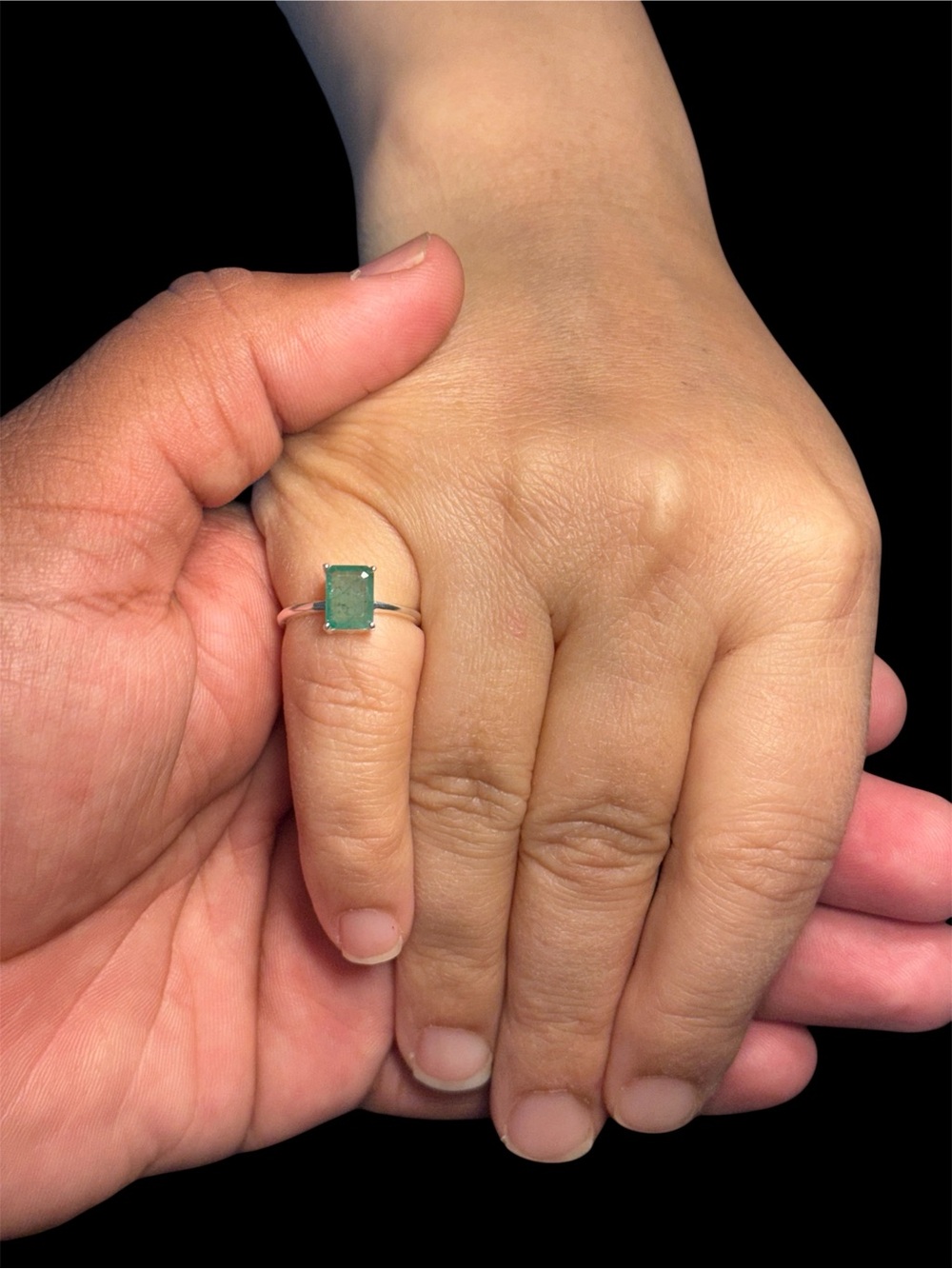 Natural Emerald Ring 1 Ct 925 Sterling Silver Size 5 Certified